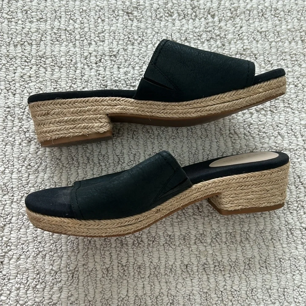 Cole Haan Black Espadrille Slide Sandals